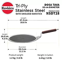 HAWKINS NS SS TRI PLY SHIELDED DOSA TAVA 28CM (NSDT28)