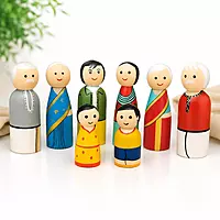 Channapatna Wooden Family Peg Dolls Set