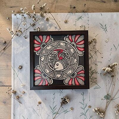 Madhubani Hand-Painted Fish Tabletop