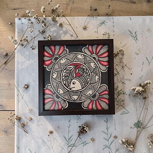 Madhubani Hand-Painted Fish Tabletop