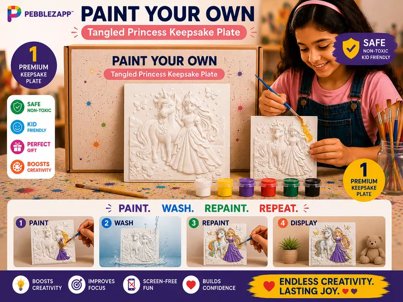 Reusable Tangled Princess Keep sake plate DIY Painting Kit