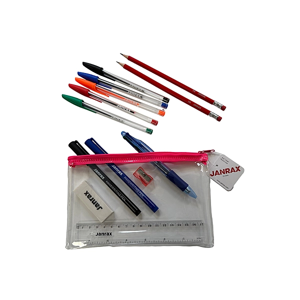 Stationery Filled Pink Zip 8x5"" Pencil Case