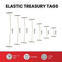 Pack of 100 Elastic White 76mm Metal End Treasury Tags