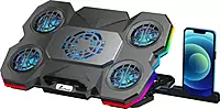 Techie ArcticFlow 5-Fan Cooling Pad! Featuring RGB touch controls, it ensures optimal laptop cooling with style. Stay cool and enhance your gaming experience with this sleek design!