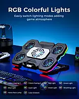 Techie ArcticFlow 5-Fan Cooling Pad! Featuring RGB touch controls, it ensures optimal laptop cooling with style. Stay cool and enhance your gaming experience with this sleek design!