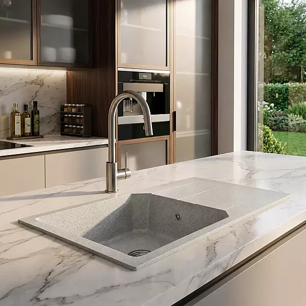 Quartz Pro Drain Board Sink (River Stone)