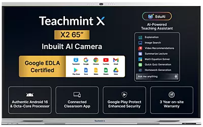 TeachMint X 65 Pro Interactive Display Board Google EDLA Certified - X2065PB14
