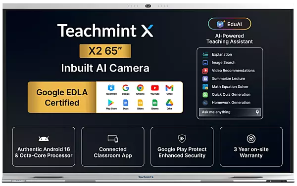 TeachMint X 65 Pro Interactive Display Board Google EDLA Certified - X2065PB14
