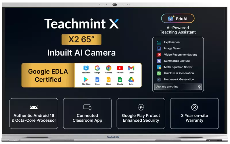 TeachMint X 65 Pro Interactive Display Board Google EDLA Certified - X2065PB14