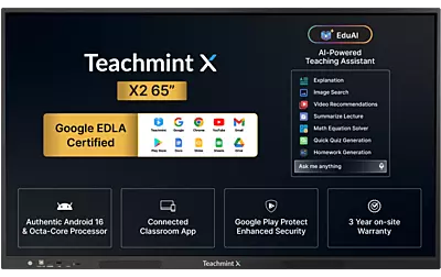 TeachMint X 65 Star Interactive Display Board Google EDLA Certified - X2065SB14