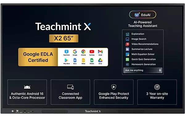TeachMint X 65 Star Interactive Display Board Google EDLA Certified - X2065SB14