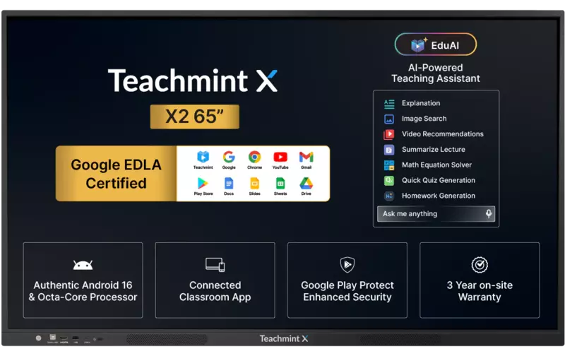 TeachMint X 65 Star Interactive Display Board Google EDLA Certified - X2065SB14