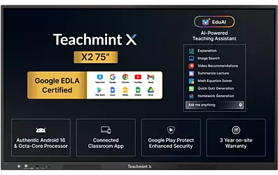 TeachMint X 75 Star Interactive Display Board Google EDLA Certified - X2075SB14