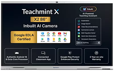 TeachMint X 86 Pro Interactive Display Board Google EDLA Certified - X2086PB14