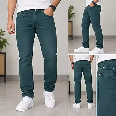 Men’s Dark Teal Slim Fit Stretch Denim Jeans