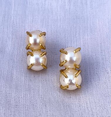 Real Pearl Studs- 4 Stones-Claw Type