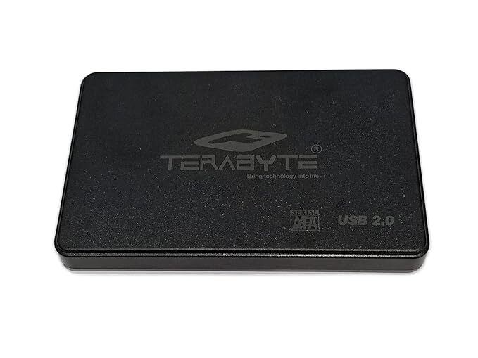 Terabyte 2.5" HDD External Case USB 2.0 Hard Case Hard Drive Enclosure (Black, 2.5 Inch)