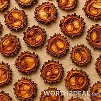Flat lay of dried pavakka slices | Worth2Deal