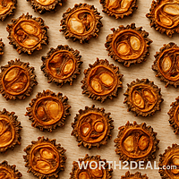 Flat lay of dried pavakka slices | Worth2Deal