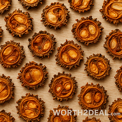 Flat lay of dried pavakka slices | Worth2Deal