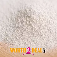 Flat lay of organic tapioca flour powder | Worth2Deal