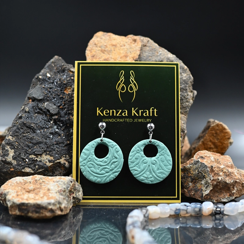 Turquoise Filigree Circle Earrings