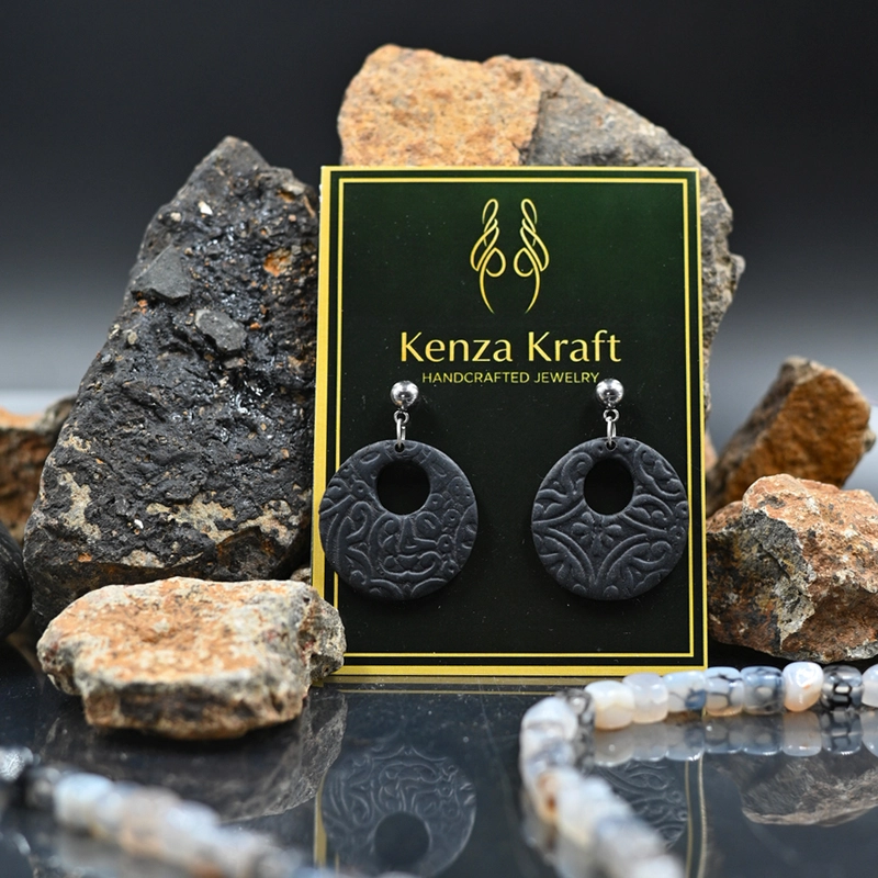 Obsidian Blossom Hoops