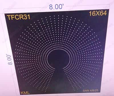TFCR31 8X8 FEET 16X64 HOLES DEGREE CIRCLE TOTAL HOLES=1024