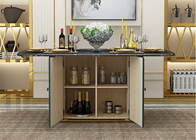 Vikinterio Classic Light Luxury Marble Dining Table Set with Storage Vikinterio Classic Light Luxury Marble Dining Table Set with Storage