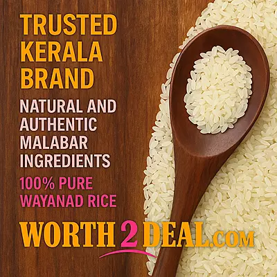 Worth2Deal brand trust banner showcasing premium Malabar Khaima Wayanad Jeerakasala Rice