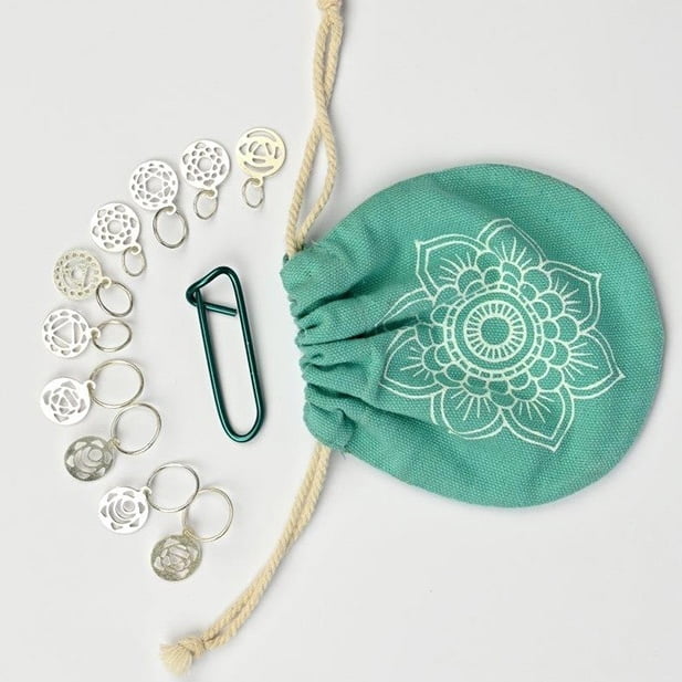 Sterling silver plated chakra stitch markers - The Mindful collection