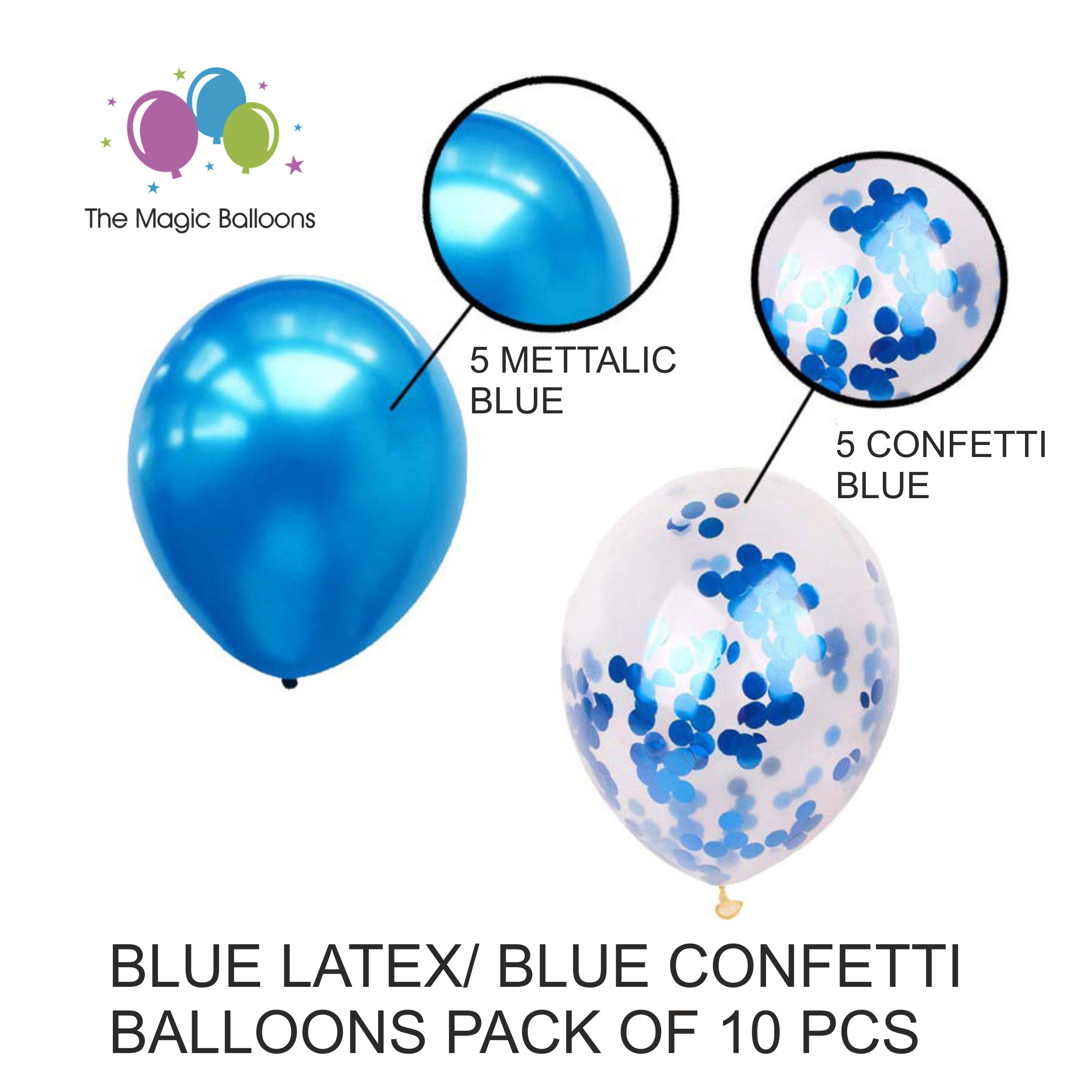 The Magic Balloons Store-Mettalic blue & Blue confetti Balloons-181151