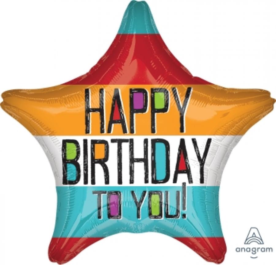 Anagram Bold Type Birthday Star Balloon 18″ S40