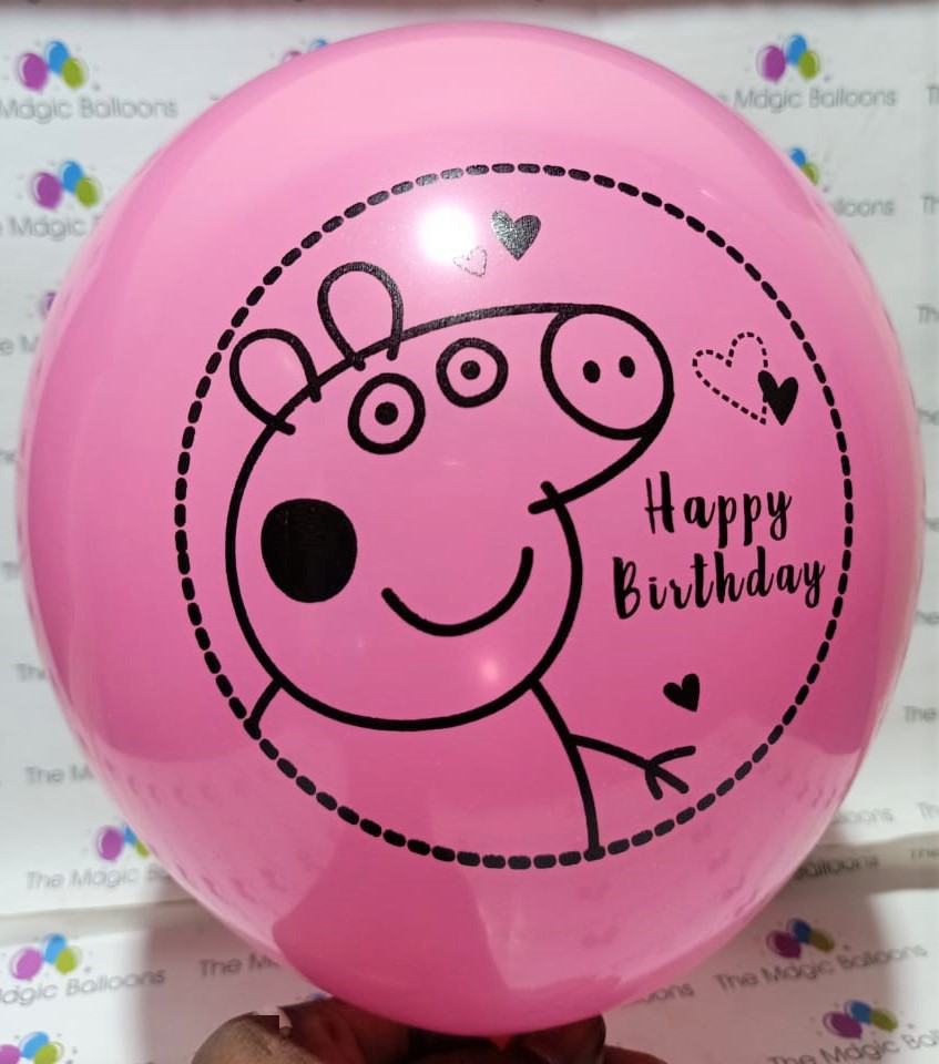 The Magic Balloons Store-Printed Latex peppa pig Balloons-pack of 30