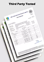 SIRIMIRI product third-party lab test report showing nutritional and safety verification