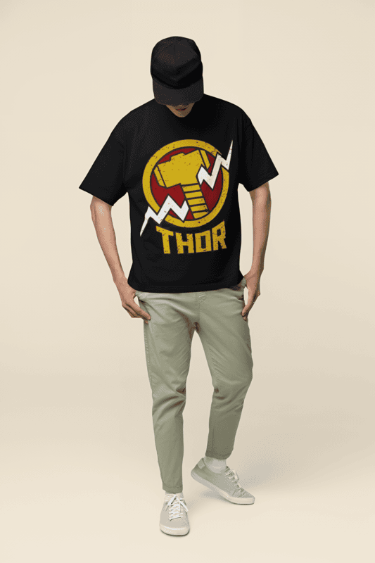 Thor printed Black oversized t-shirt