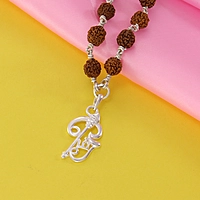 Original Rudraksha Mala in Silver with Om Pendant | Certified