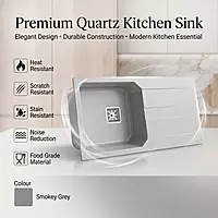 Quartz Pro Drain Board Sink (Smokey Grey)