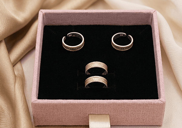 925 Silver Gold-Glazed Enamel Toe Rings Pair