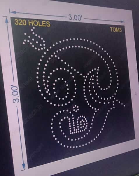 TOM3 TAMIL OM 3X3 FEET 320 HOLES