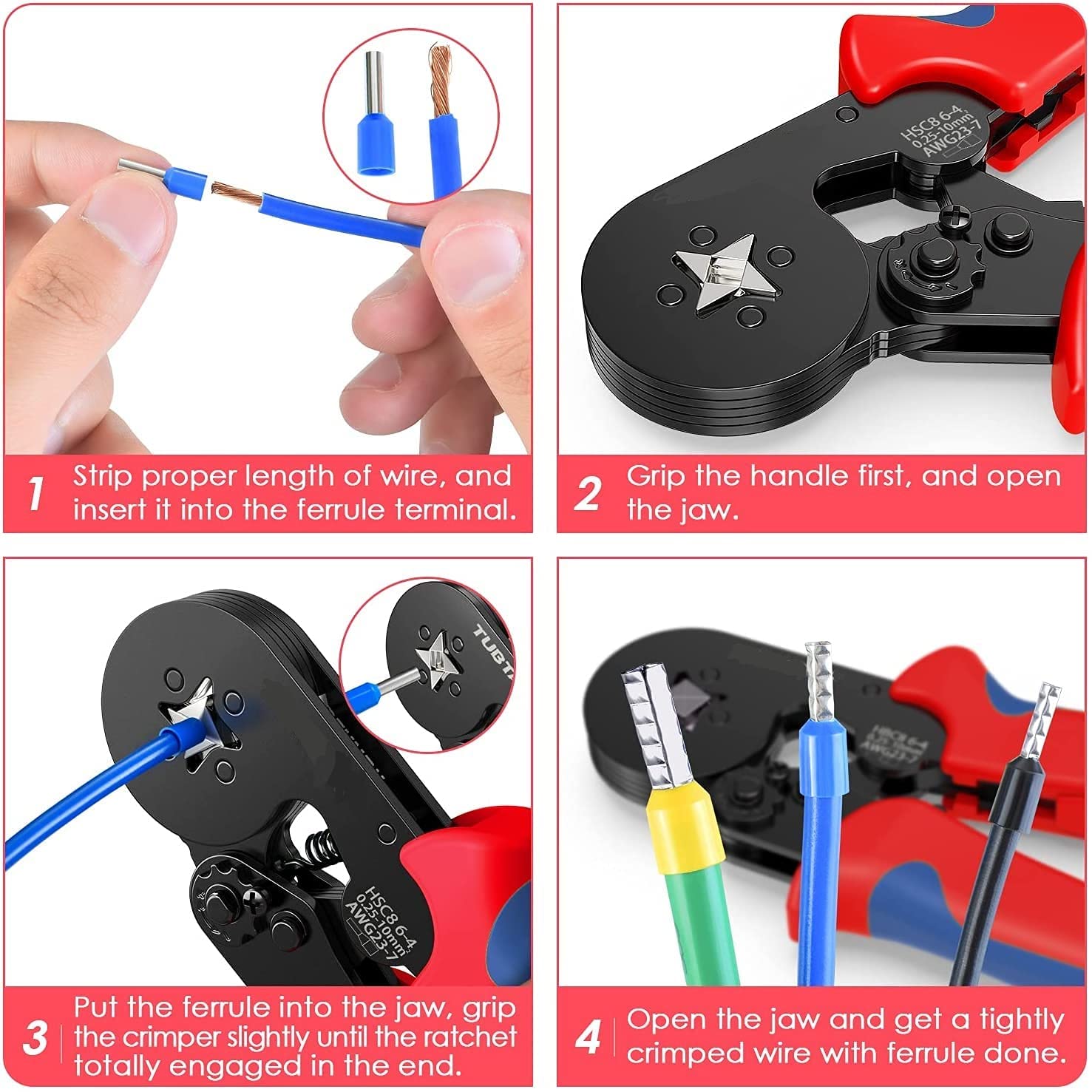 HSC8 6-4A Self-Adjusting Crimping Tool | 0.25-10mm²