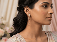 18 kt Gold Heart Tassel Drop Earrings