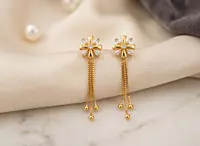 18 kt Gold Starburst Tassel Ear Danglers