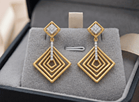 18 kt Gold Prismatic Nest Pavé Ear Danglers