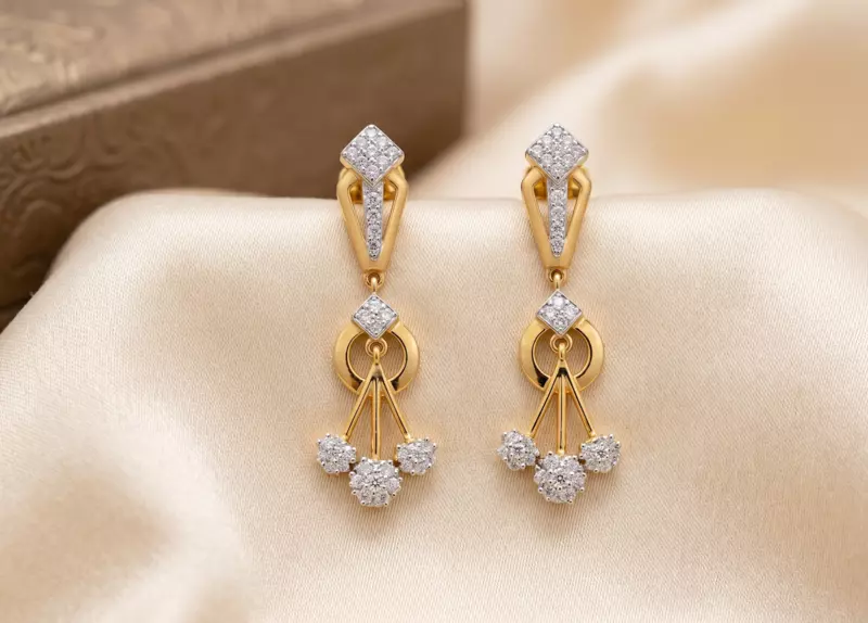 18 kt Gold Floral Chandelier Ear Danglers