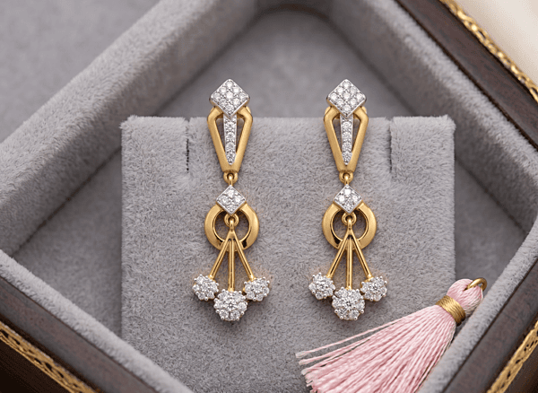18 kt Gold Floral Chandelier Ear Danglers