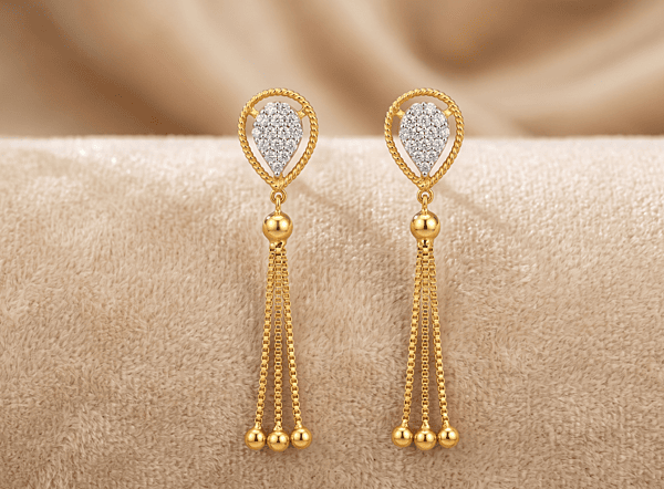 18 kt Gold Gilded Dewdrop Cascade Ear Danglers