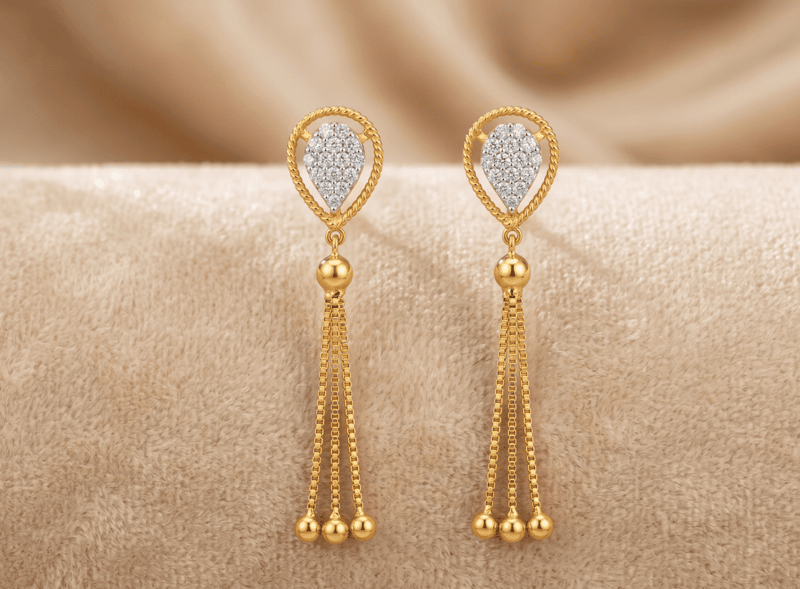 18 kt Gold Gilded Dewdrop Cascade Ear Danglers