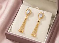 18 kt Gold Gilded Dewdrop Cascade Ear Danglers
