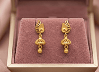 18 kt Gold Aura Leaf Filigree Jhumki